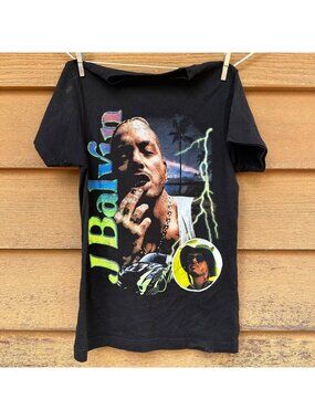 J Balvin Graphic Tee XSmall Black Cotton Retro Design
